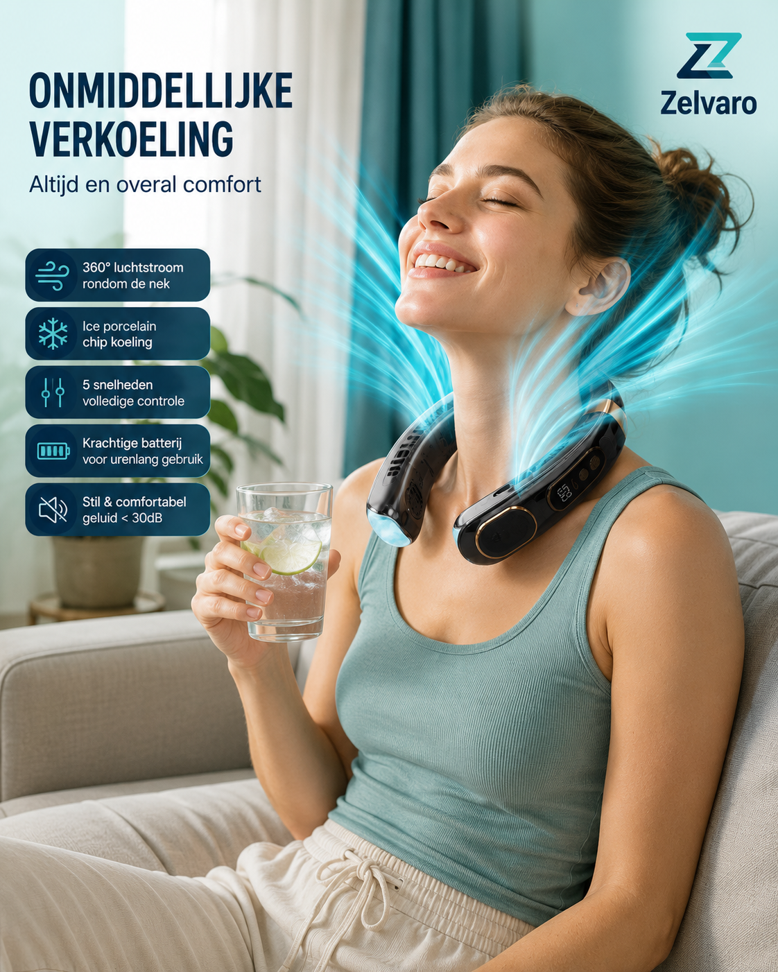 Draagbare Nekventilator — Bladloos, Stil & Oplaadbaar