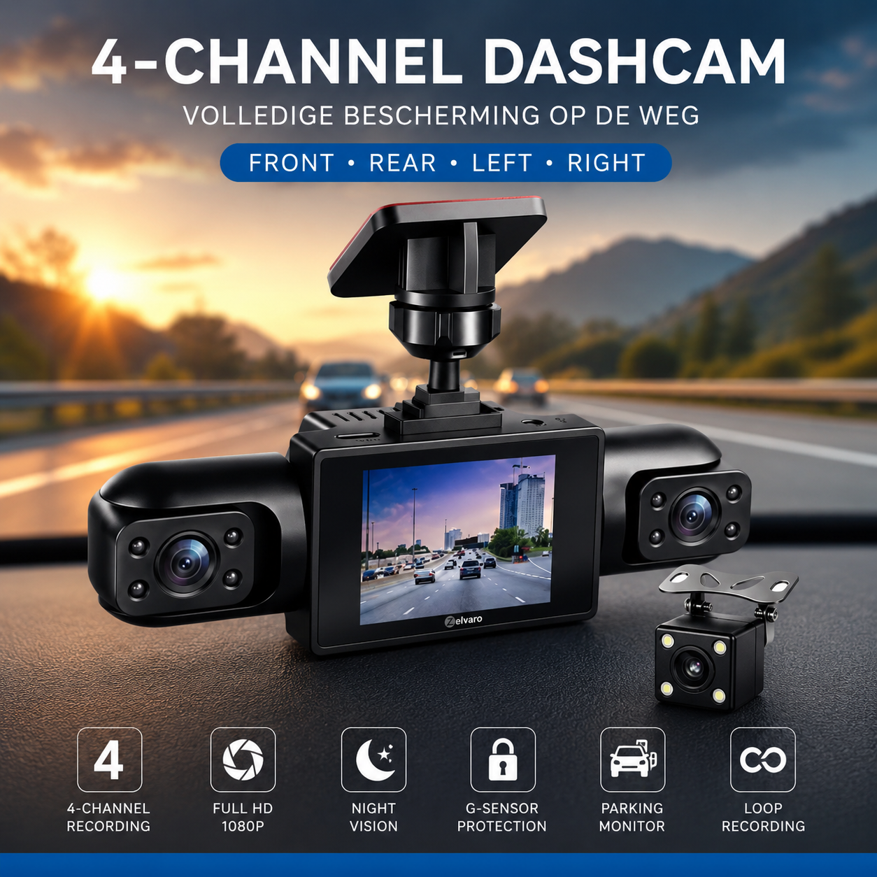 GuardianDrive - 360° Ultra HD 4-Way Dashcam